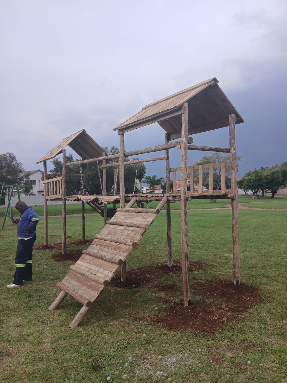 Custom wooden playground build